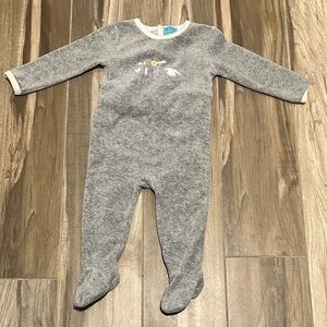 Grey velour Baby One Piece footie